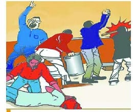 The two sides clashed in a dispute tearing posters, seven injured
